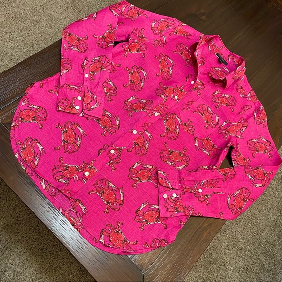 J. Crew Ratti Linen King Crab Print Button Up Shirt - Picture 7 of 12